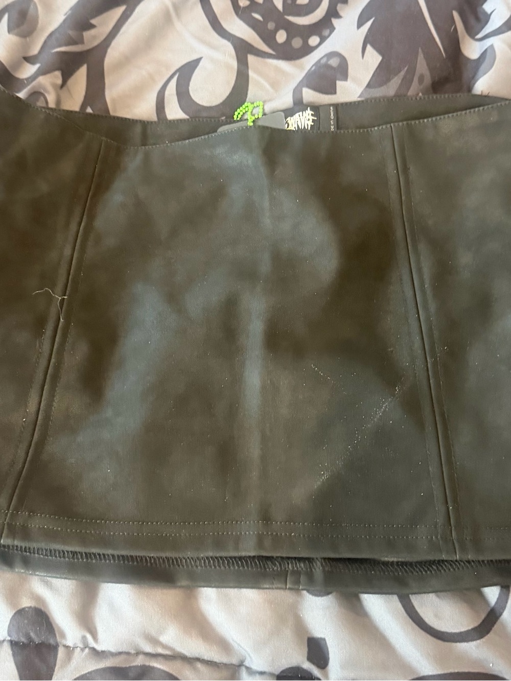 Dolls Kill Darker Wavs Black Suede Mini Skirt with Panel Seams